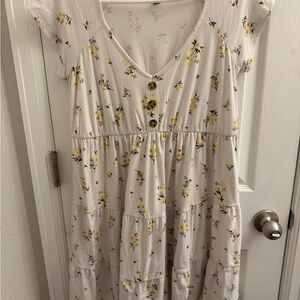 Derek Heart White Floral maternity Dress with Yellow Accents